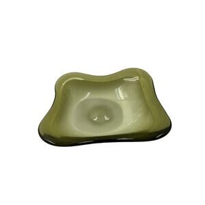 Vintage Mid century modern glass green decorative bowl